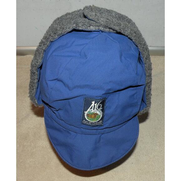 Vtg Adventure 16 A-16 Fleece Lined Trapper Style Hat Ear Flaps Blue Medium - Picture 4 of 5